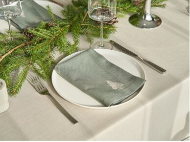 Stain resistant tablecloth CANDELA linen gray color 3