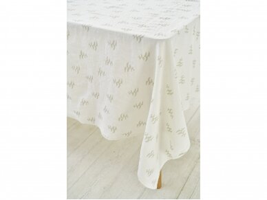 Christmas tablecloth 'CHRISTMAS TREES', white, softened linen 1