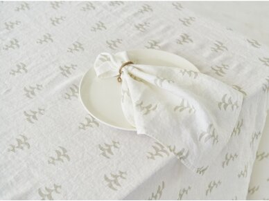 Christmas tablecloth 'CHRISTMAS TREES', white, softened linen 2