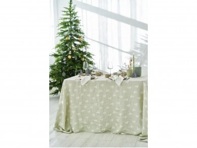 Christmas tablecloth 'CHRISTMAS TREES', white, softened linen 4