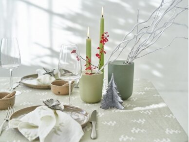 Christmas tablecloth 'CHRISTMAS TREES', white, softened linen 6