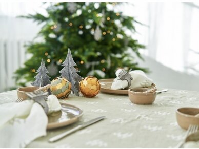 Christmas tablecloth 'CHRISTMAS TREES', white, softened linen 5