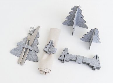 Christmas cutlery holder "Snowy Christmas tree" gray 2