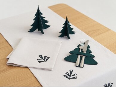 Christmas cutlery holder "Snowy Christmas tree" dark green 2