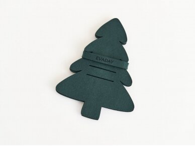 Christmas cutlery holder "Snowy Christmas tree" dark green