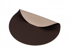 Dual-sided leather placemat round brown/sandy