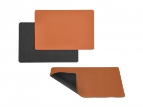 Dual-sided leather placemat black/caramel