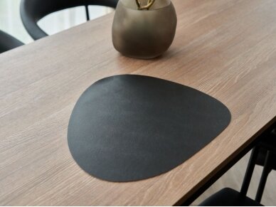 Dual-sided leather placemat dark brown/black 1