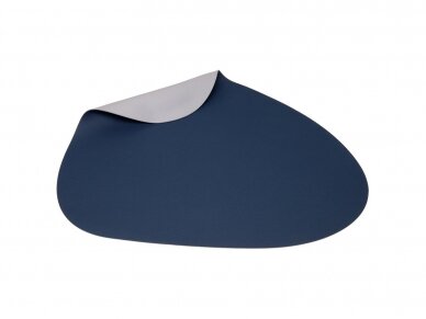 Dual-sided leather placemat grey/blue