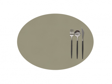 Leather placemat for TOGO oval taupe 1