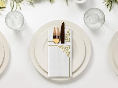 Airlaid cutlery pocket Elegant Frame Gold 1