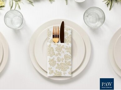 Airlaid cutlery pocket SUBTLE ROSES GOLD 1