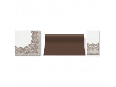 Airlaid Cutlery Pouch ROYAL LACE BROWN 1