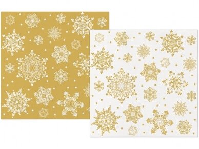 Servetėlės dvipusės SNOWFLAKES auksinė-balta, gold-white Airlaid