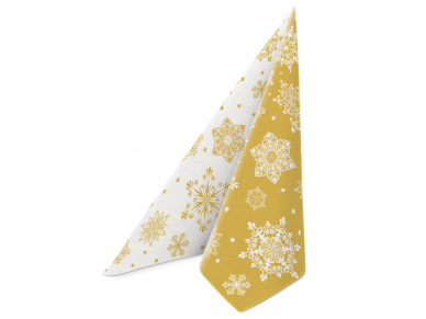 Servetėlės dvipusės SNOWFLAKES auksinė-balta, gold-white Airlaid 1