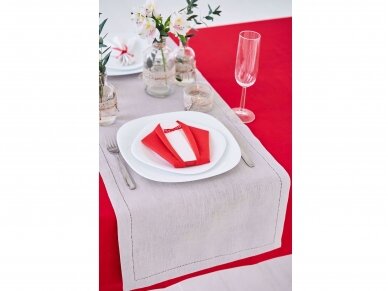 Table runner, striped linen, NATURAL ROSE 5