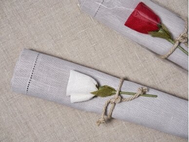 Table runner, striped linen, NATURAL ROSE 2