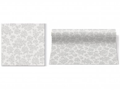 Airlaid Tablerunner SUBTLE ROSES SILVER 2