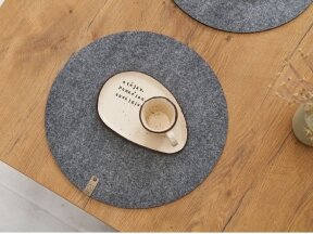 Felt placemat, round shaped, gray colored