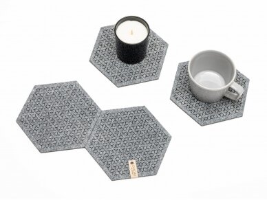 CAMILLA felt placemats, hexagon shaped, gray colored 1