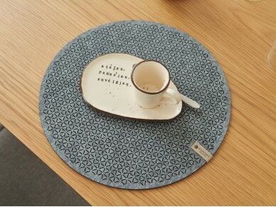 Felt placemat STELLE, round shaped, gray colored