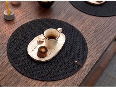 Felt placemat round STELLE black 2