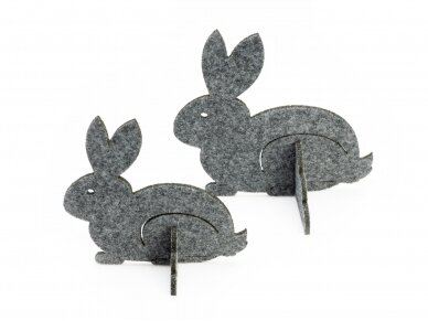 Easter table decoration "Sitting bunny", 2 pcs., gray 1