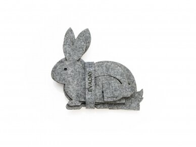 Easter table decoration "Sitting bunny", 2 pcs., gray 2