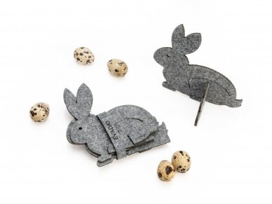 Easter table decoration "Sitting bunny", 2 pcs., gray